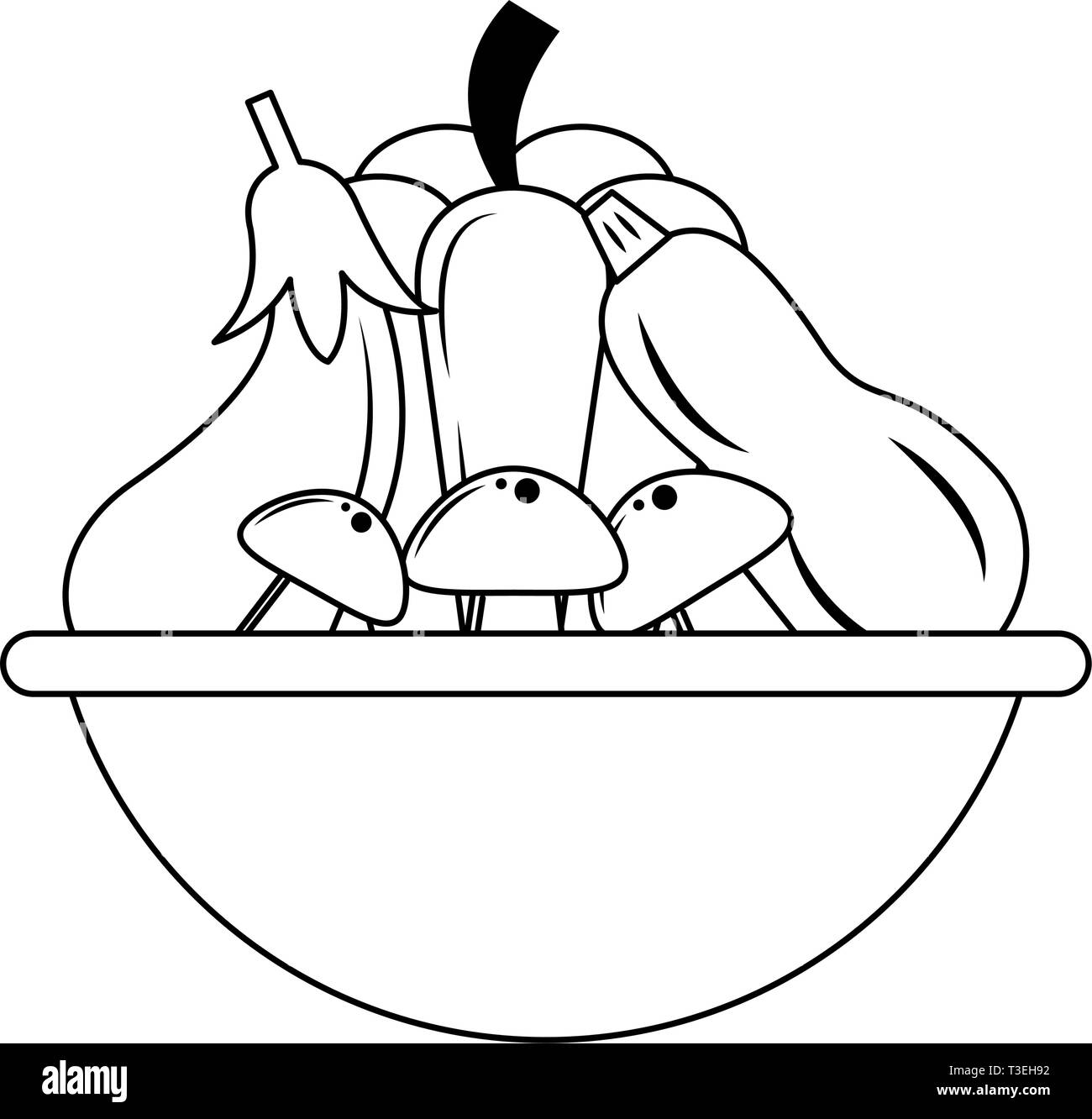 Fresh vegetables food in black and white Stock Vector Image & Art - Alamy
