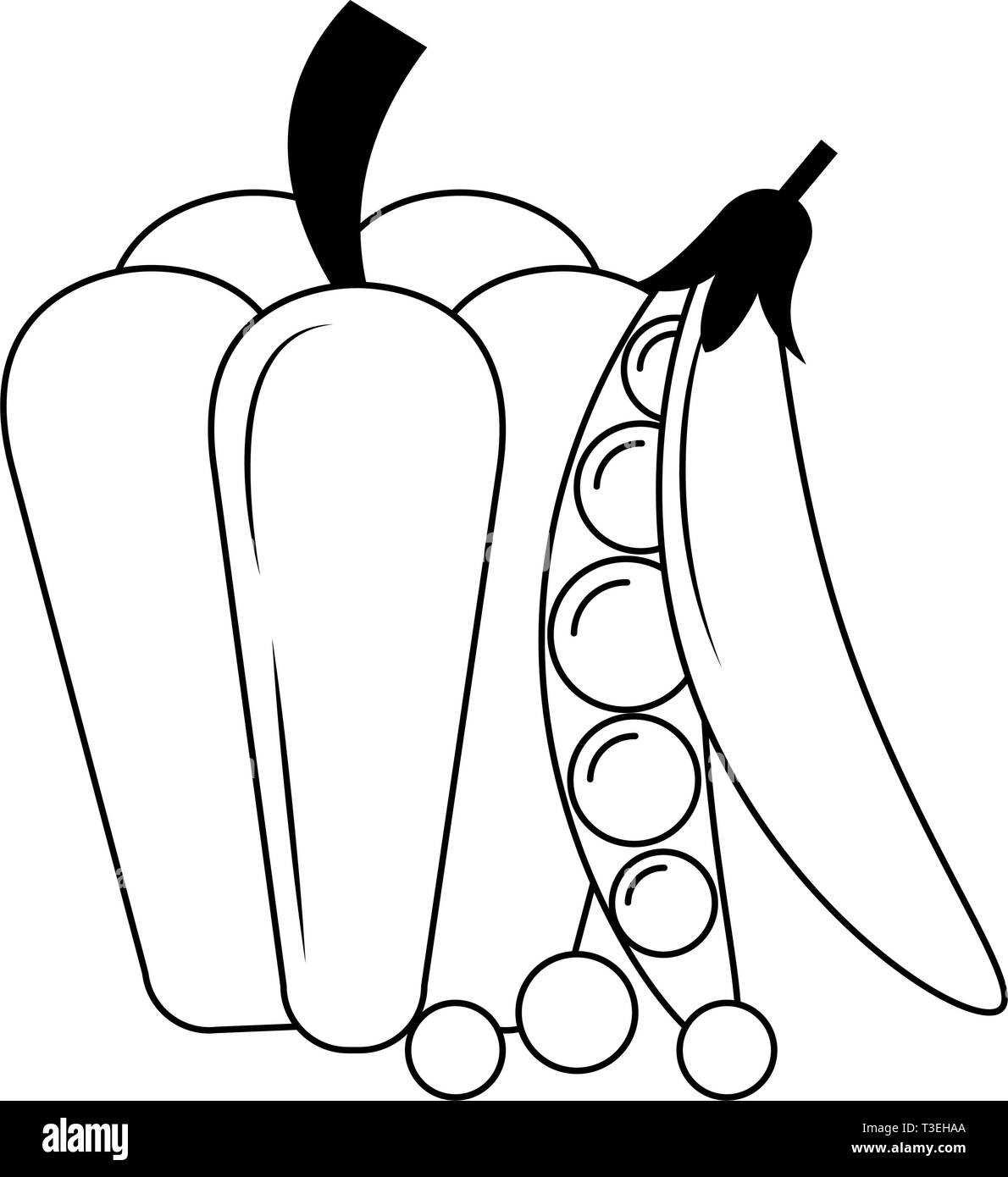 Fresh vegetables food in black and white Stock Vector Image & Art - Alamy