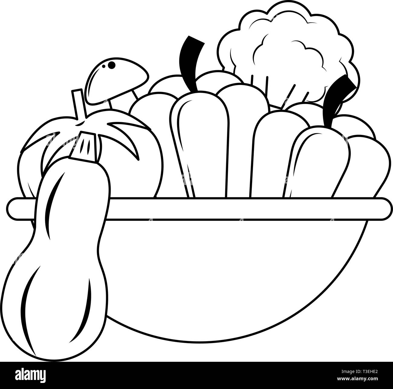 Fresh vegetables food in black and white Stock Vector Image & Art - Alamy