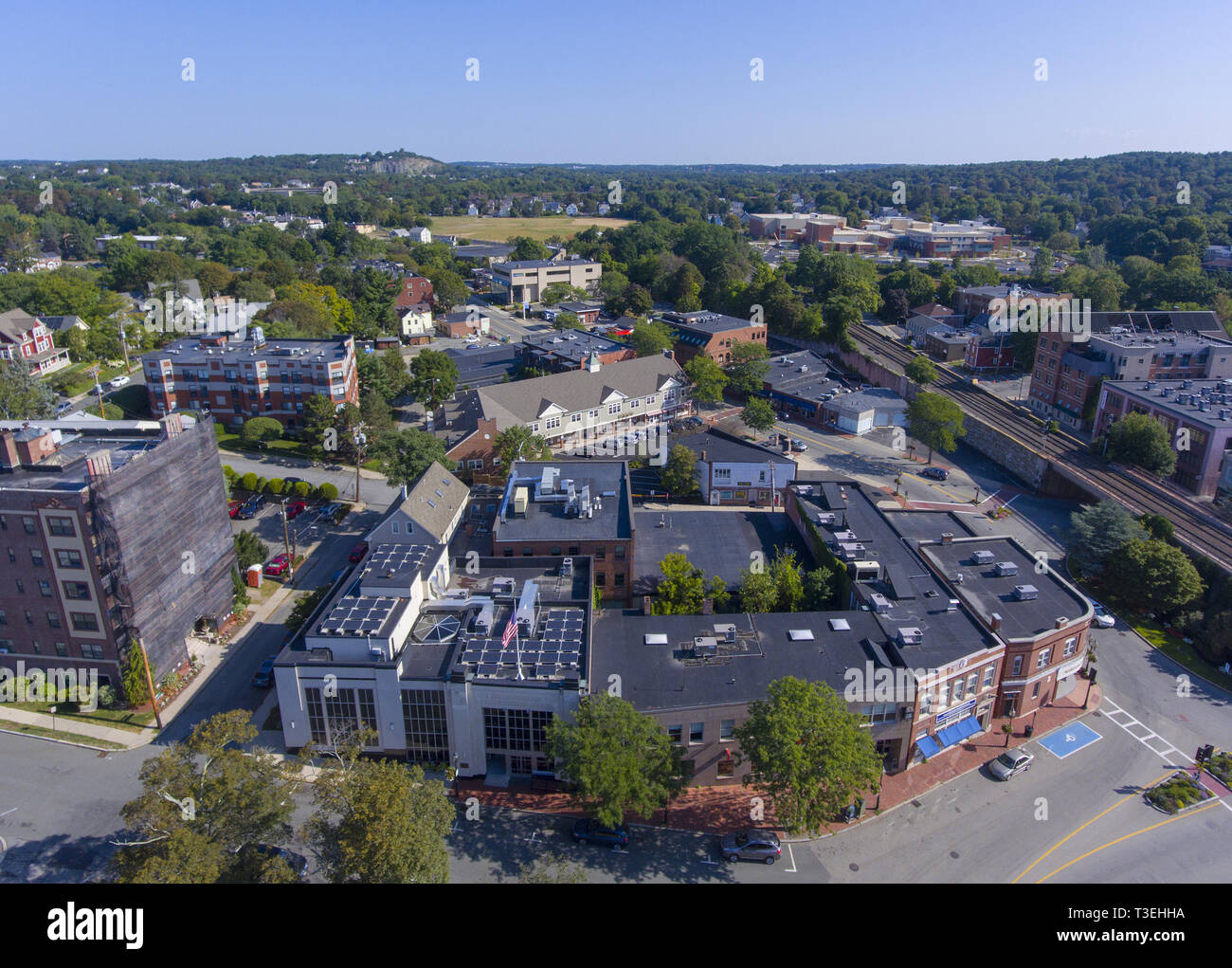 Aerial view of Winchester Center Historic District in downtown