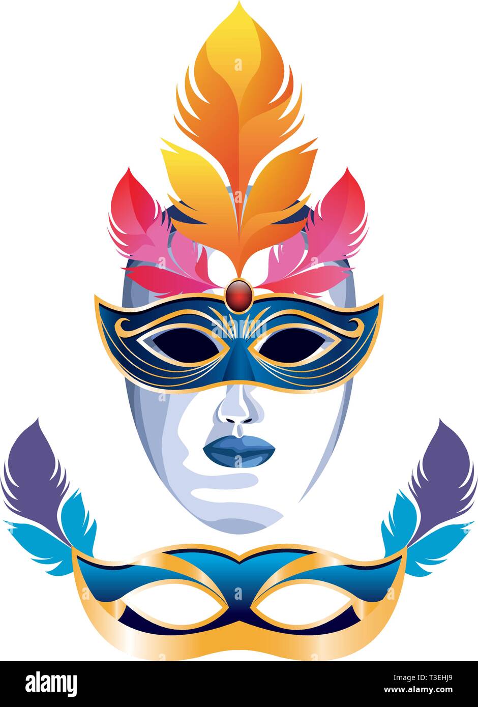 mask with feathers Stock Vector Image & Art - Alamy