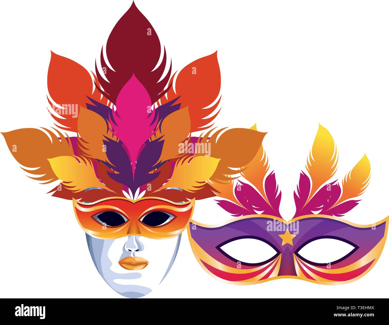 mask with feathers Stock Vector Image & Art - Alamy