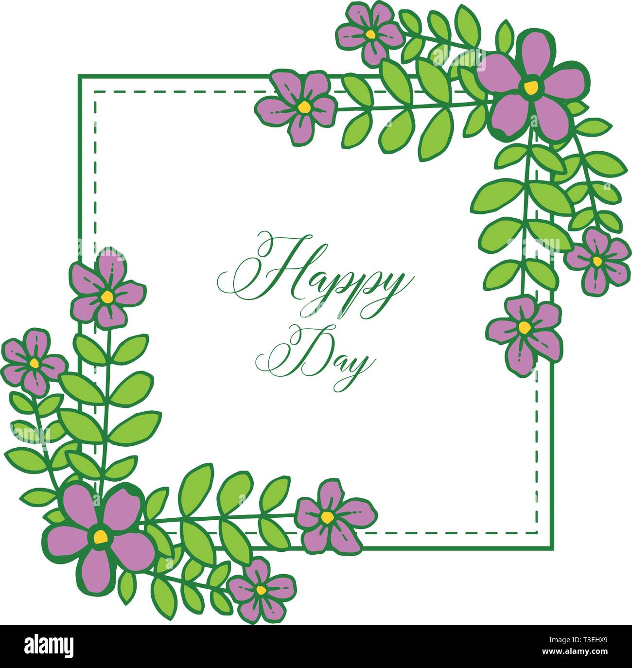 Vector illustration decor style of floral frame for invitation happy ...