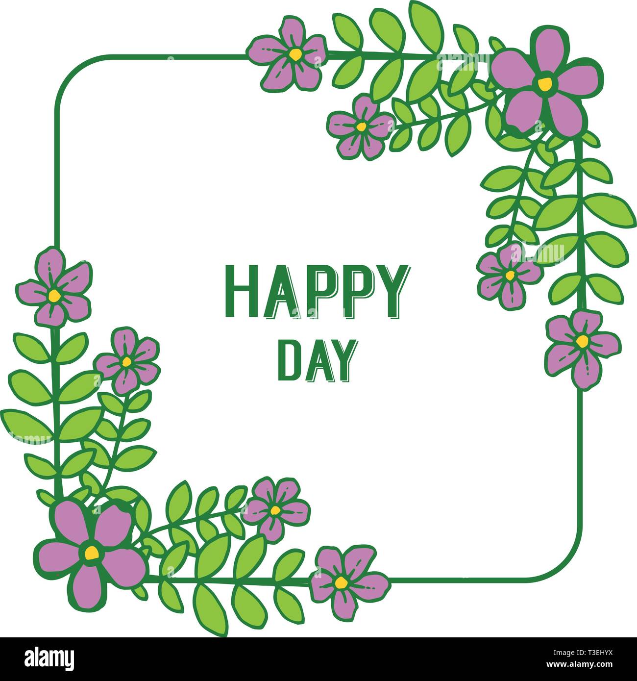 Vector illustration decor style of floral frame for invitation happy ...
