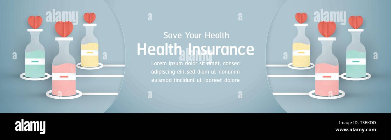 Vector illustration in concept of health insurance. Template design is ...