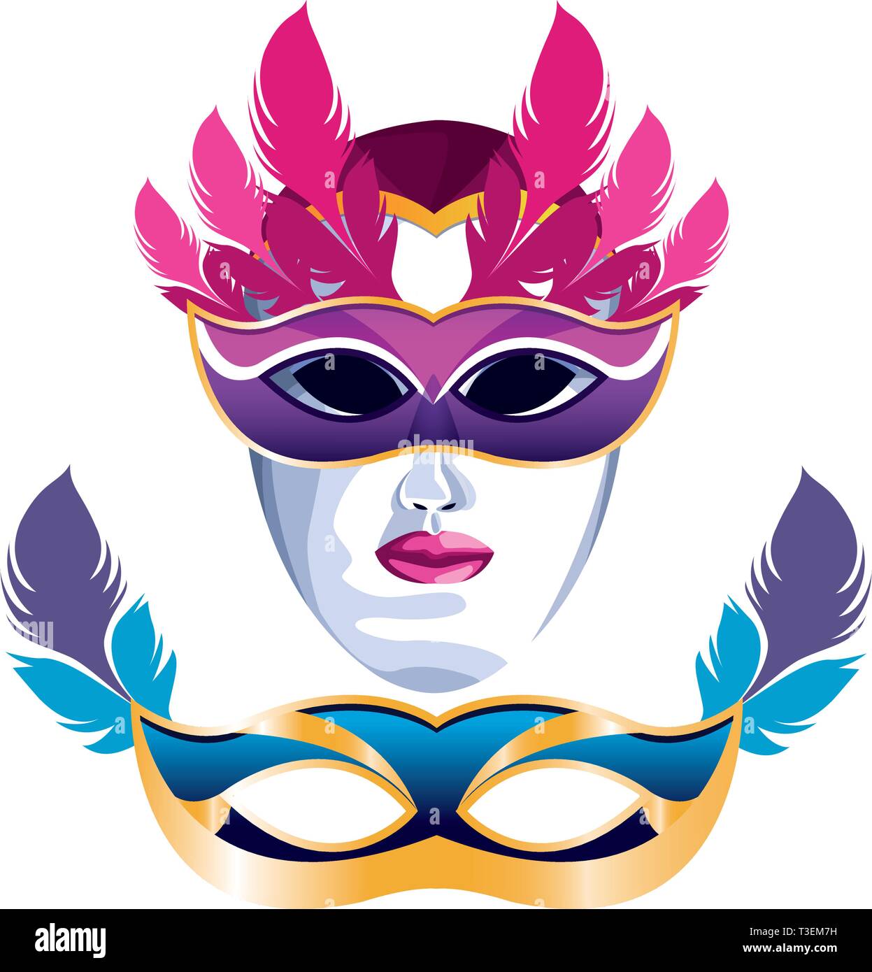 masks with feathers Stock Vector Image & Art - Alamy