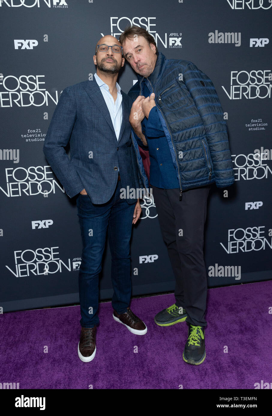 New York, NY - April 8, 2019: Keegan-Michael Key, Kevin Nealon attend premiere Fosse/Verdon by FX Network at Gerald Schoenfeld Theatre Stock Photo