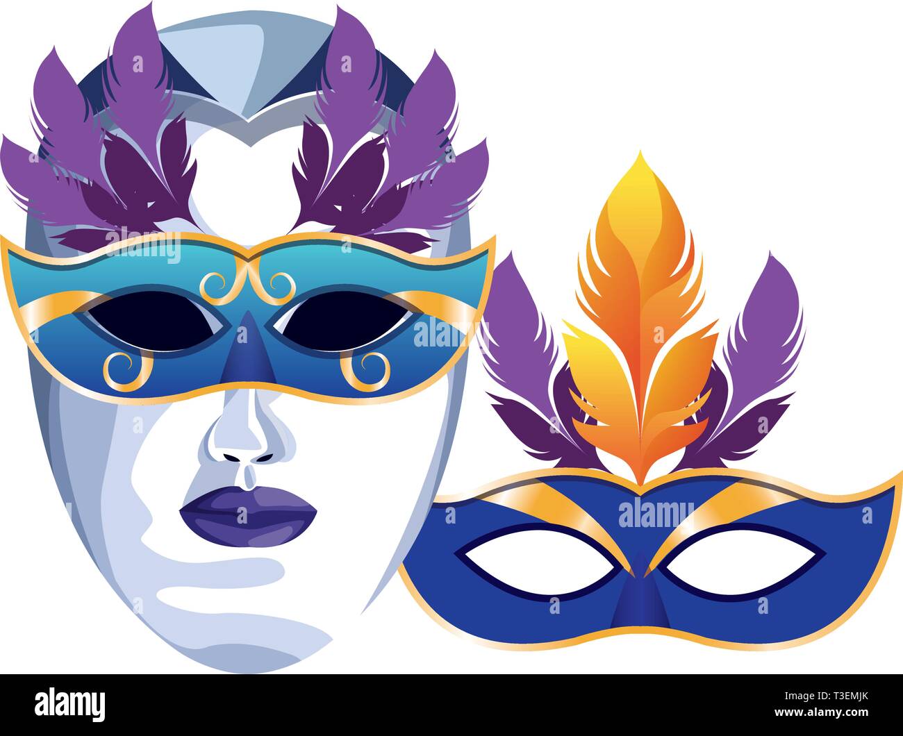 masks with feathers Stock Vector Image & Art - Alamy