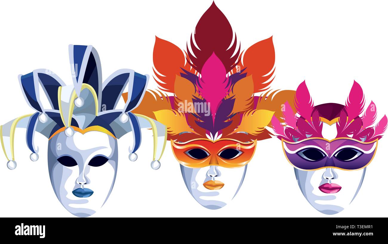 set of masks with feathers Stock Vector Image & Art - Alamy