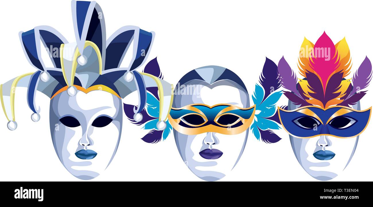 set of masks with feathers Stock Vector Image & Art - Alamy