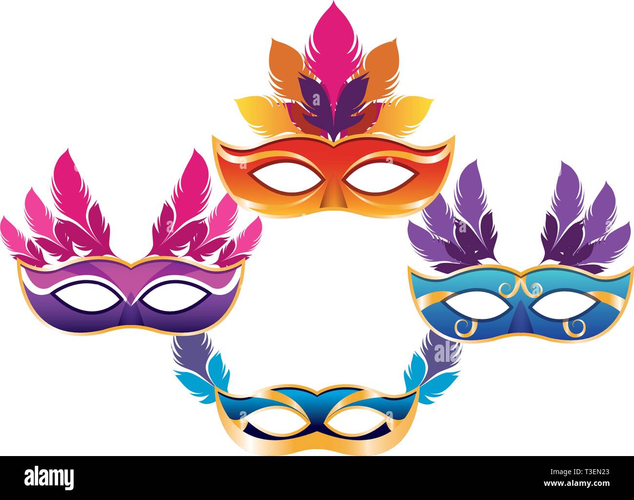 set of masks with feathers Stock Vector Image & Art - Alamy