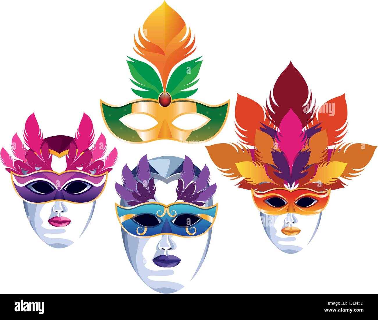 set of masks with feathers Stock Vector Image & Art - Alamy