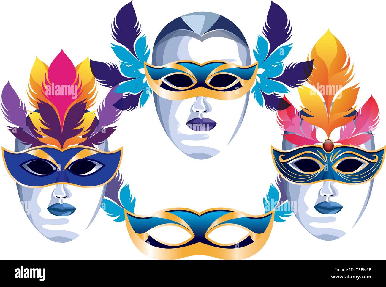 set of masks with feathers Stock Vector Image & Art - Alamy