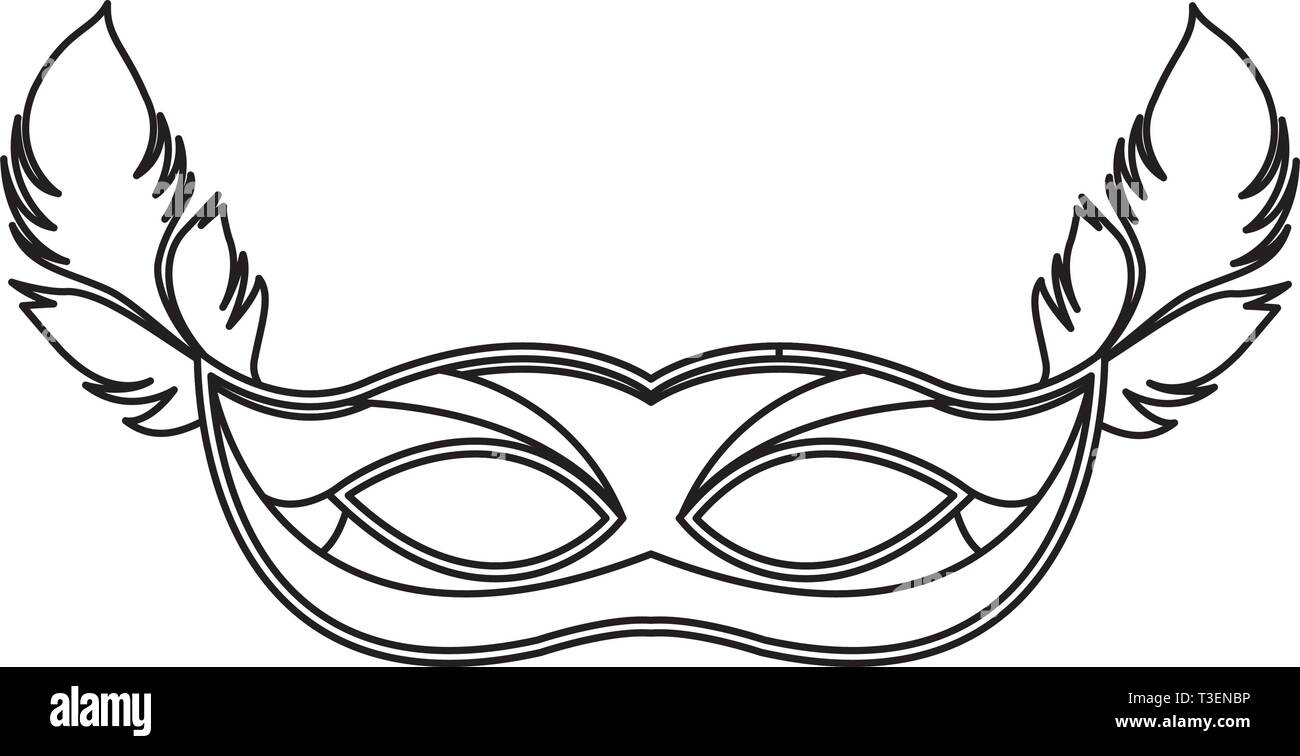 mask with feathers black and white Stock Vector Image & Art - Alamy