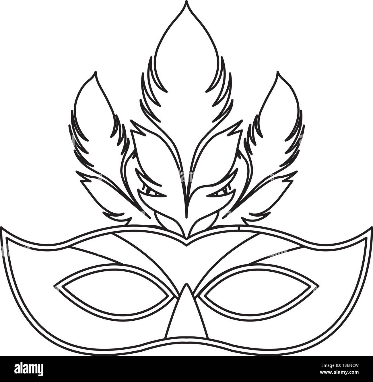 Mask With Feathers Black And White Stock Vector Image & Art - Alamy