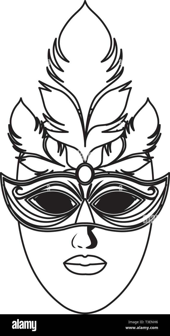 mask with feathers black and white Stock Vector Image & Art - Alamy