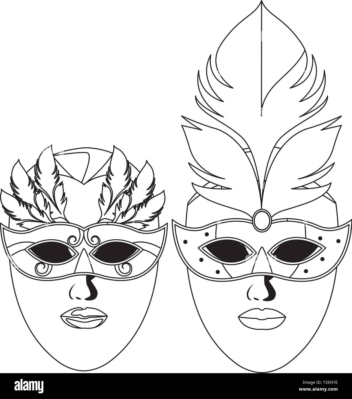 masks and feathers black and white Stock Vector Image & Art - Alamy