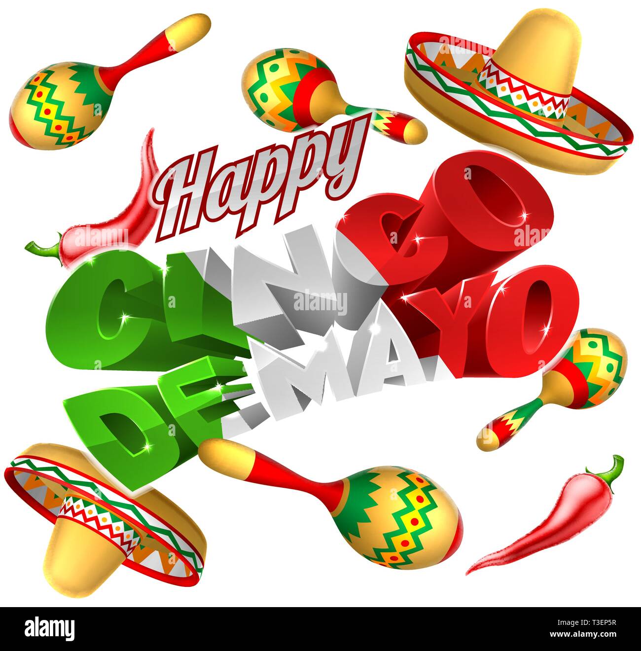 Cinco De Mayo Mexican Holiday Themed Background Stock Vector