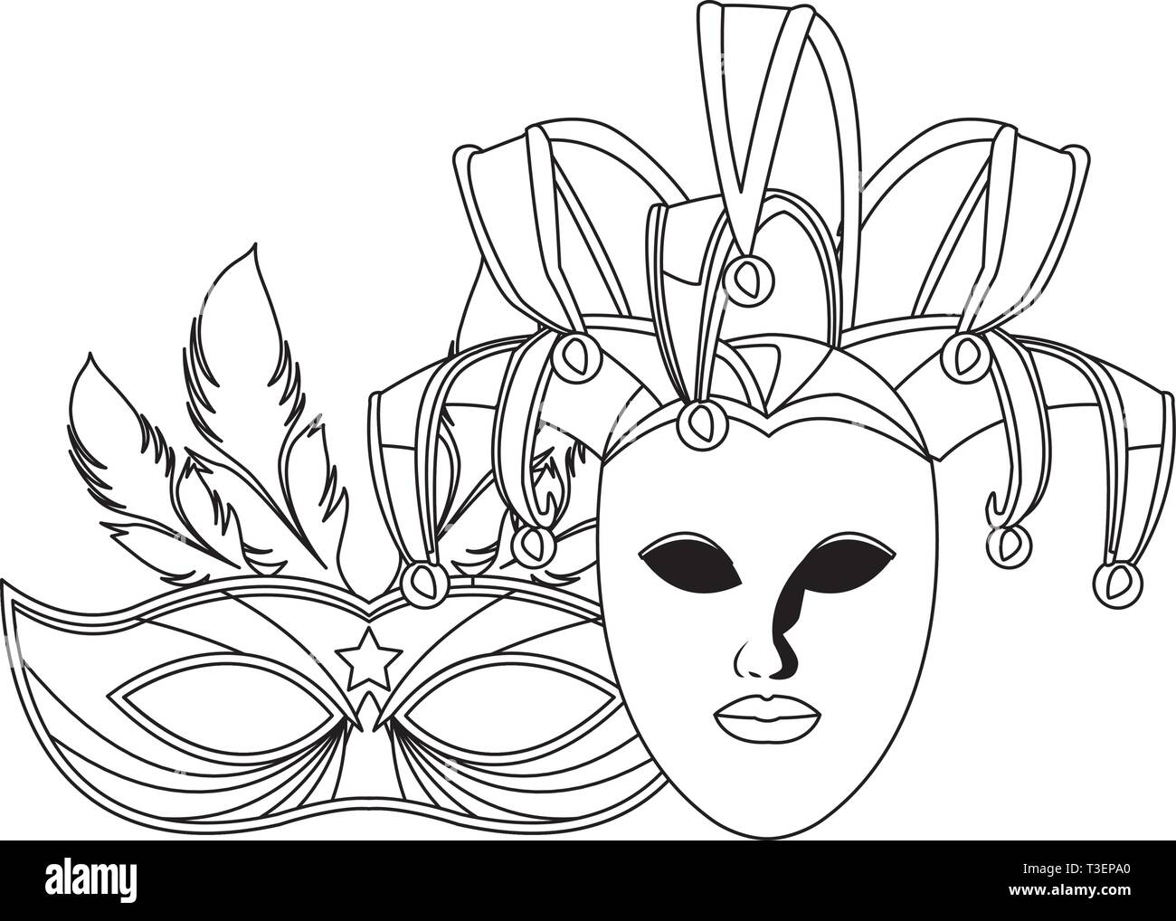 masks and feathers black and white Stock Vector Image & Art - Alamy