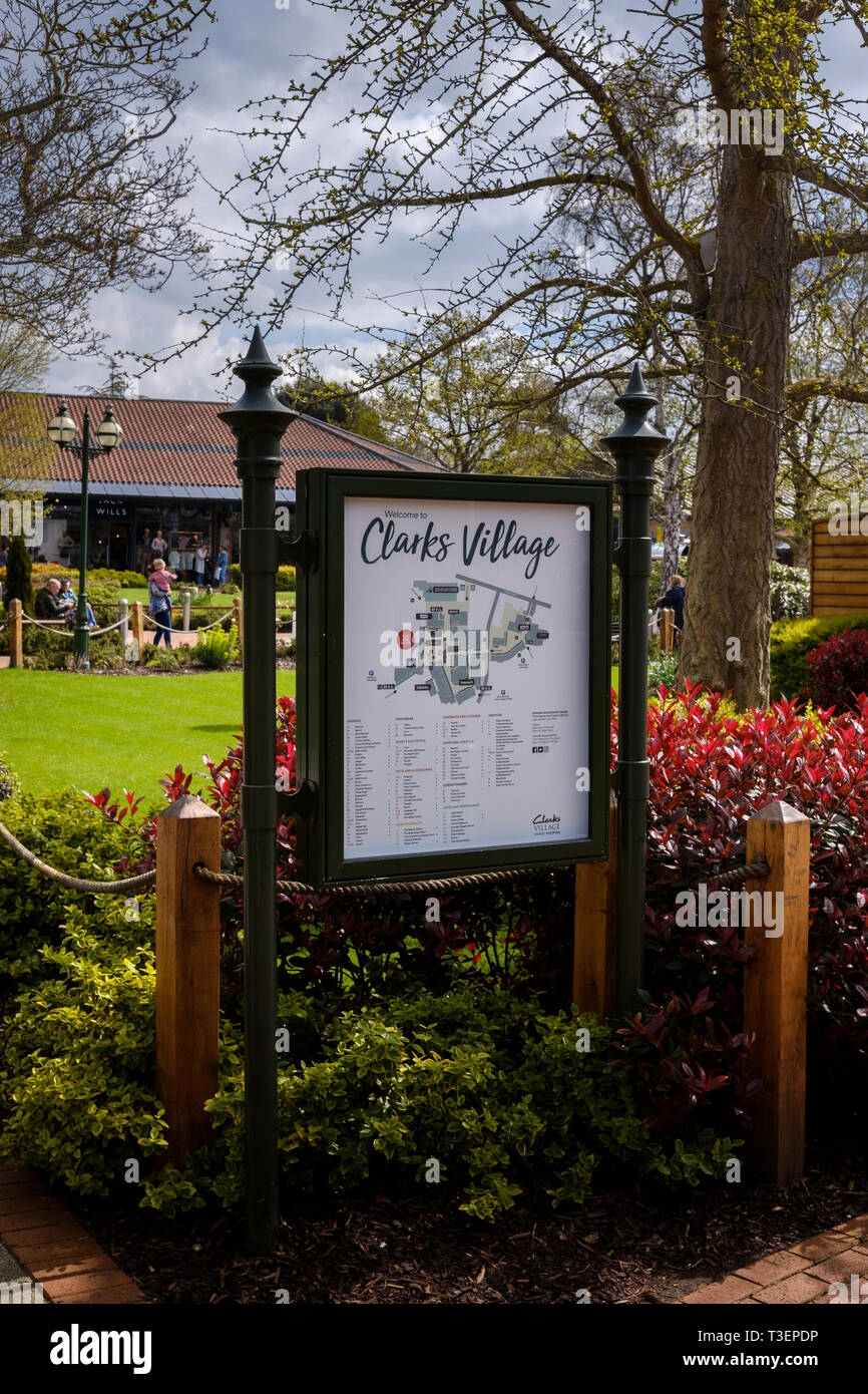 Clark's Village shopping outlet in street Somerset Stock Photo