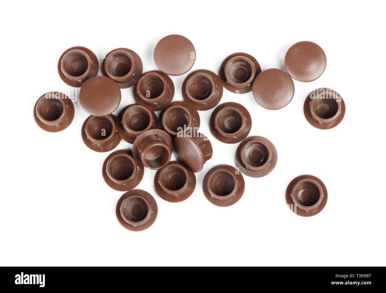 Plastic plugs for furniture screws with cup heads isolated on white background Stock Photo Alamy