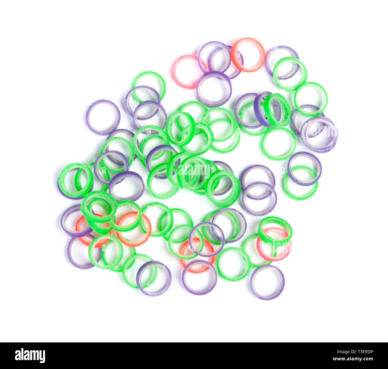 Latex rings for orthodontic braces. Closeup view of heap orthodontic