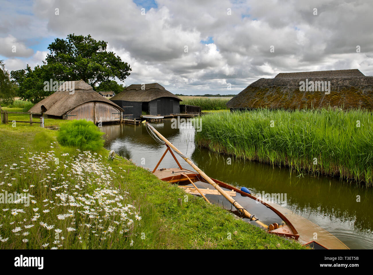 Hickling Broad; Boat Houses; Norfolk; UK Stock Photo Alamy