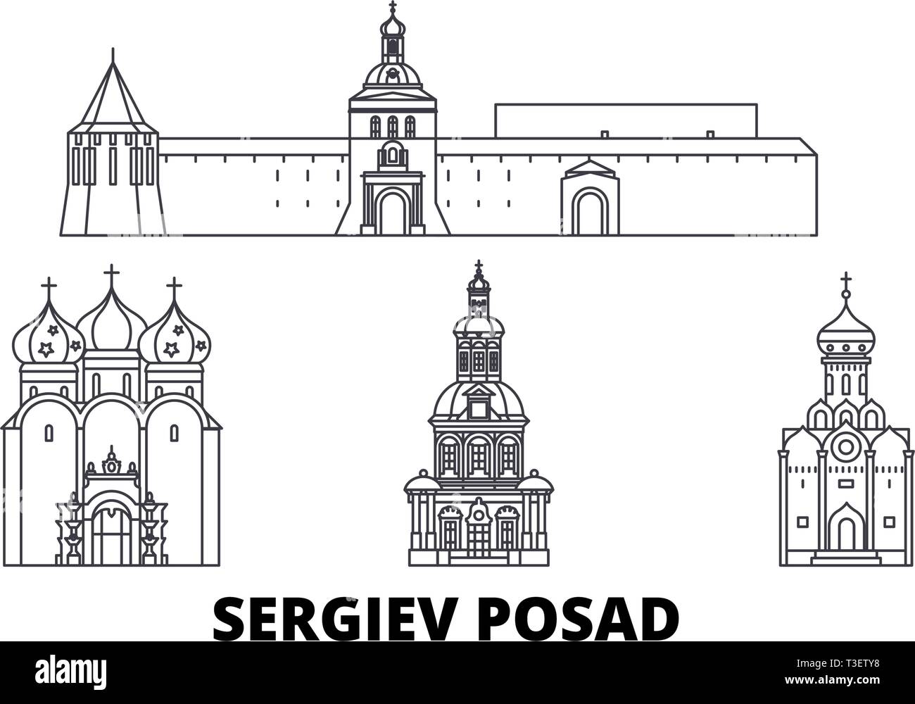 Russia, Sergiev Posad line travel skyline set. Russia, Sergiev Posad outline city vector illustration, symbol, travel sights, landmarks. Stock Vector