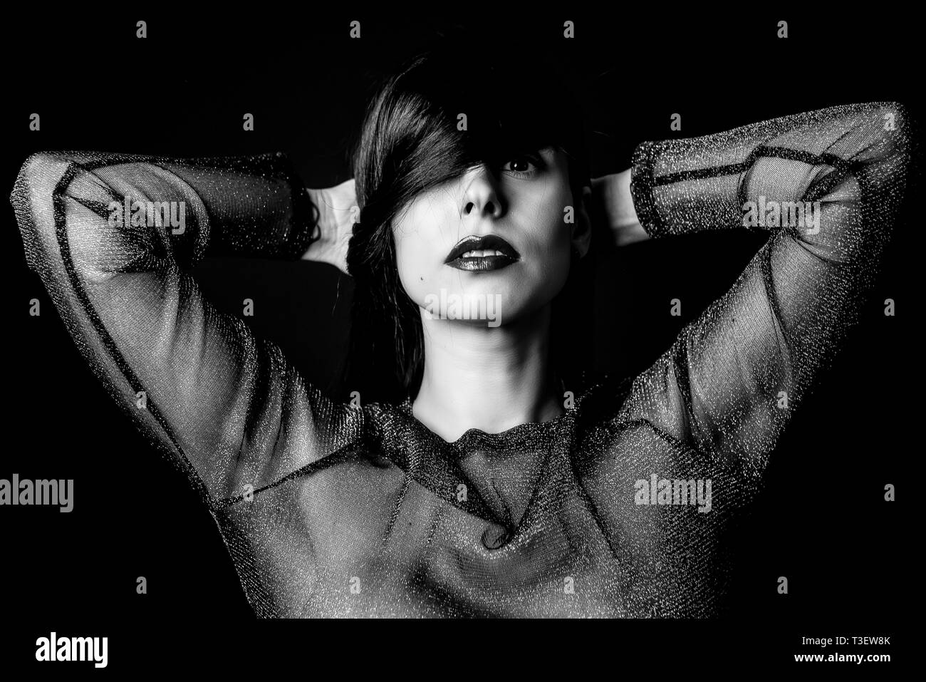 Portrait headshot of an adult black haired woman Stock Photo Alamy