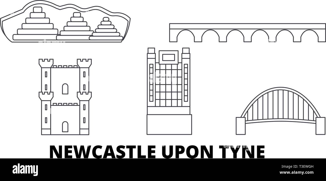 United Kingdom, Newcastle Upon Tyne line travel skyline set. United Kingdom, Newcastle Upon Tyne outline city vector illustration, symbol, travel Stock Vector