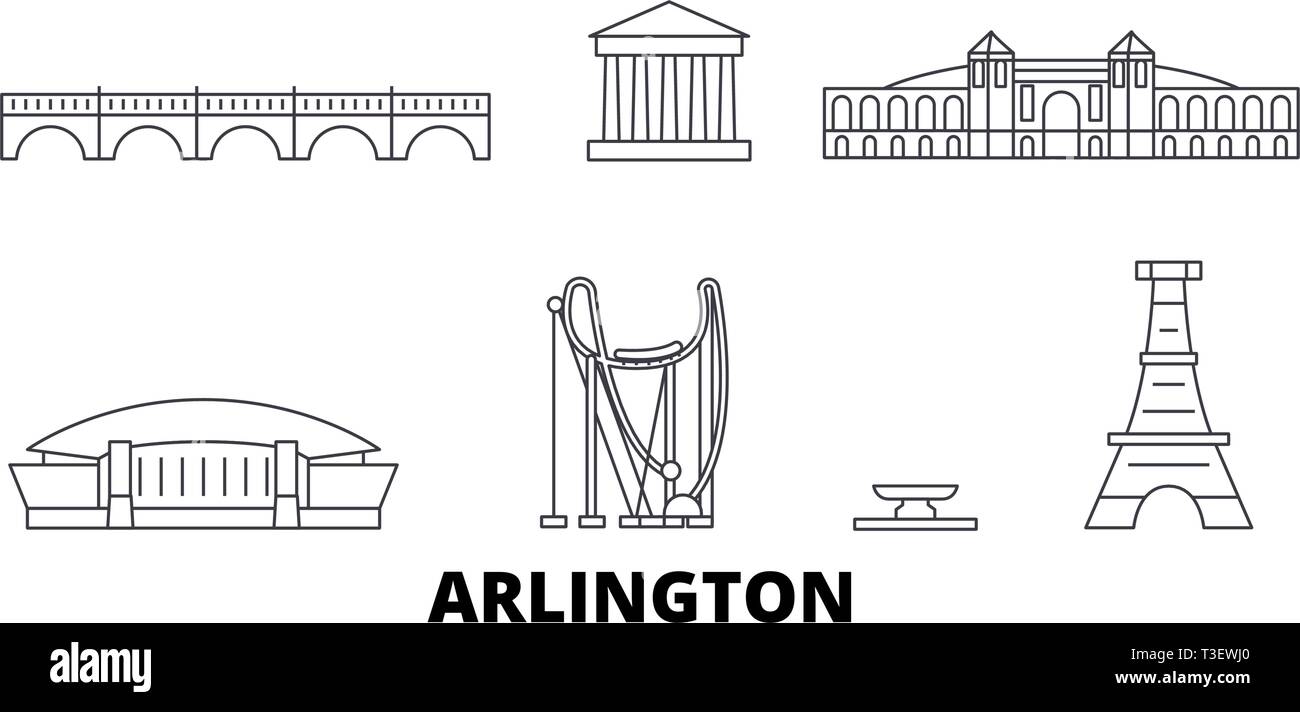 United States, Arlington line travel skyline set. United States ...