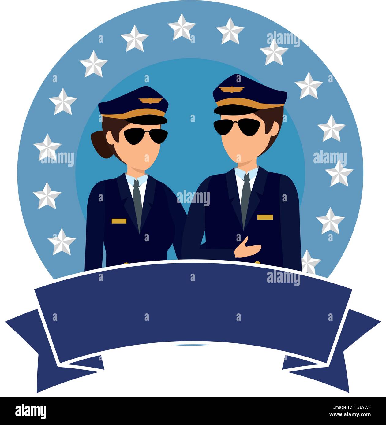 aviation pilots couple avatars characters Stock Vector