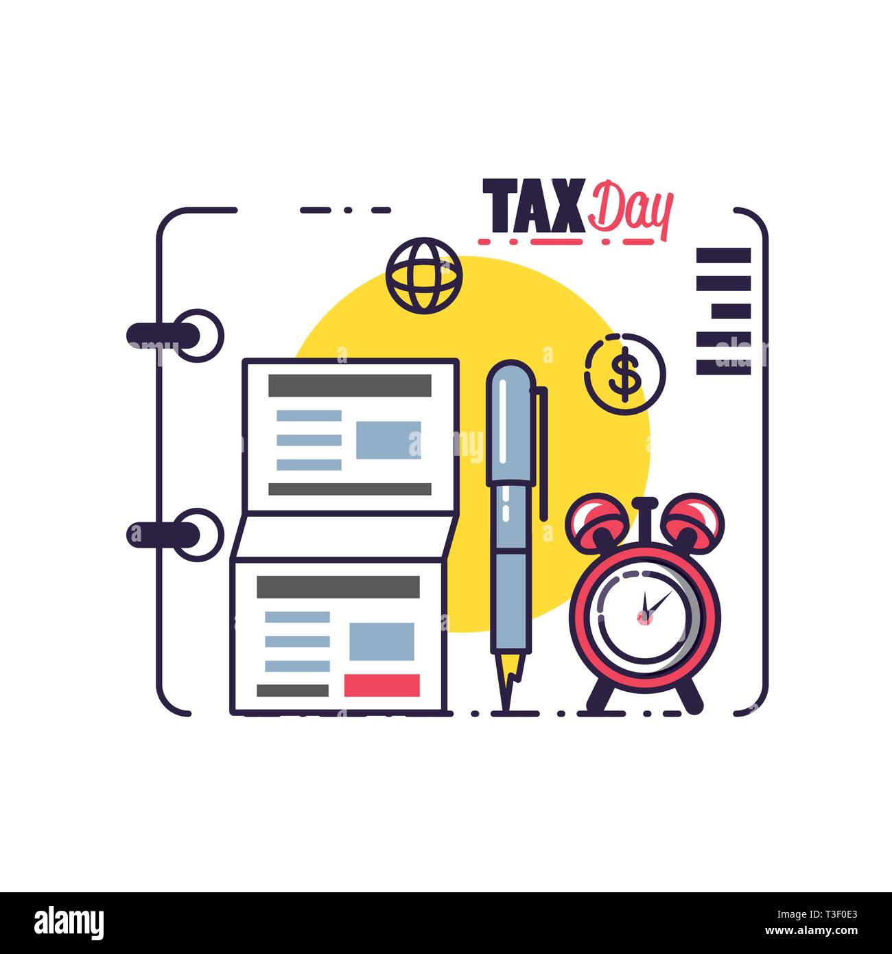 tax day with document and set icons vector illustration design Stock ...