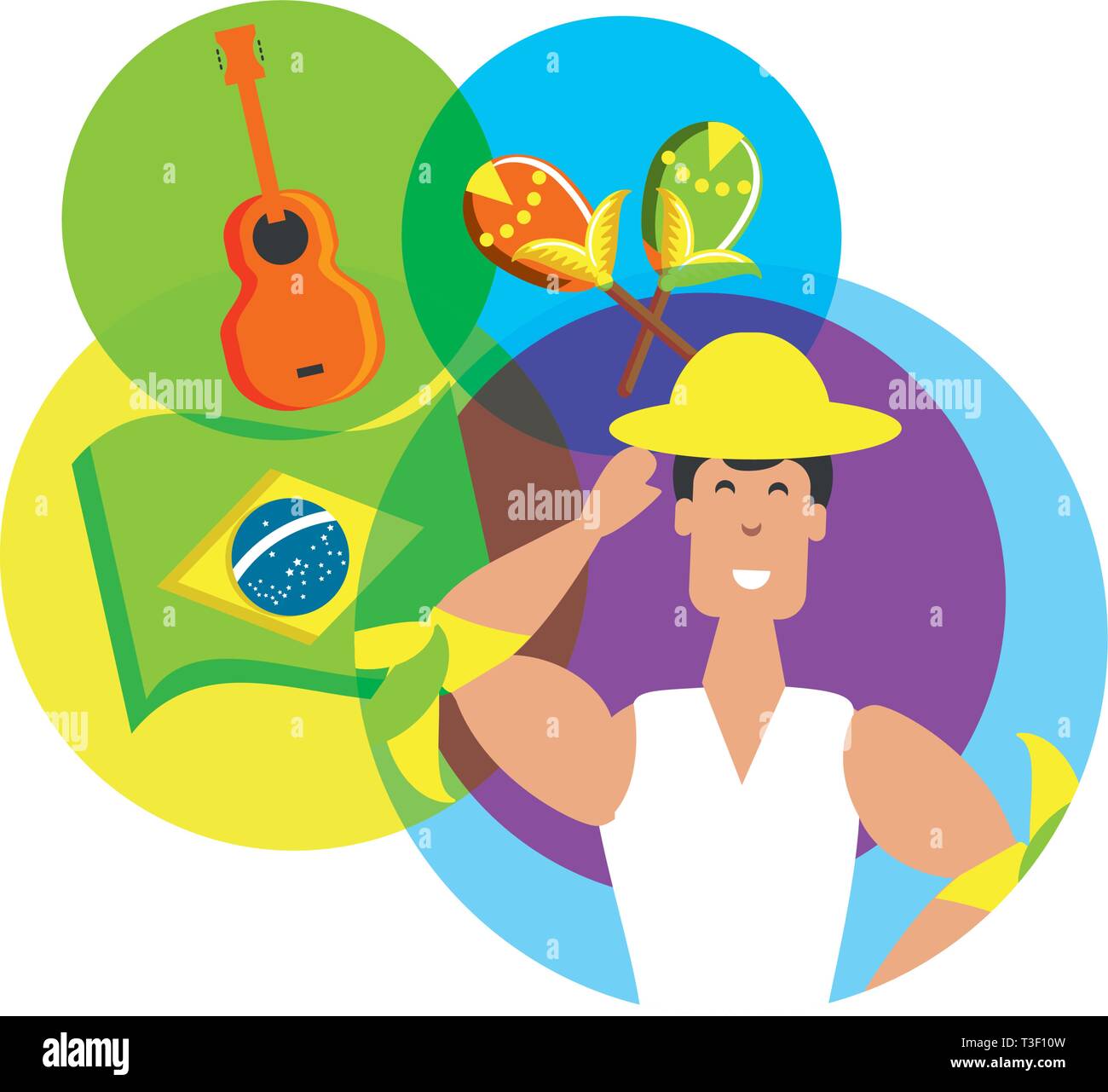 man brazilian dancer with set icons vector illustration design Stock ...