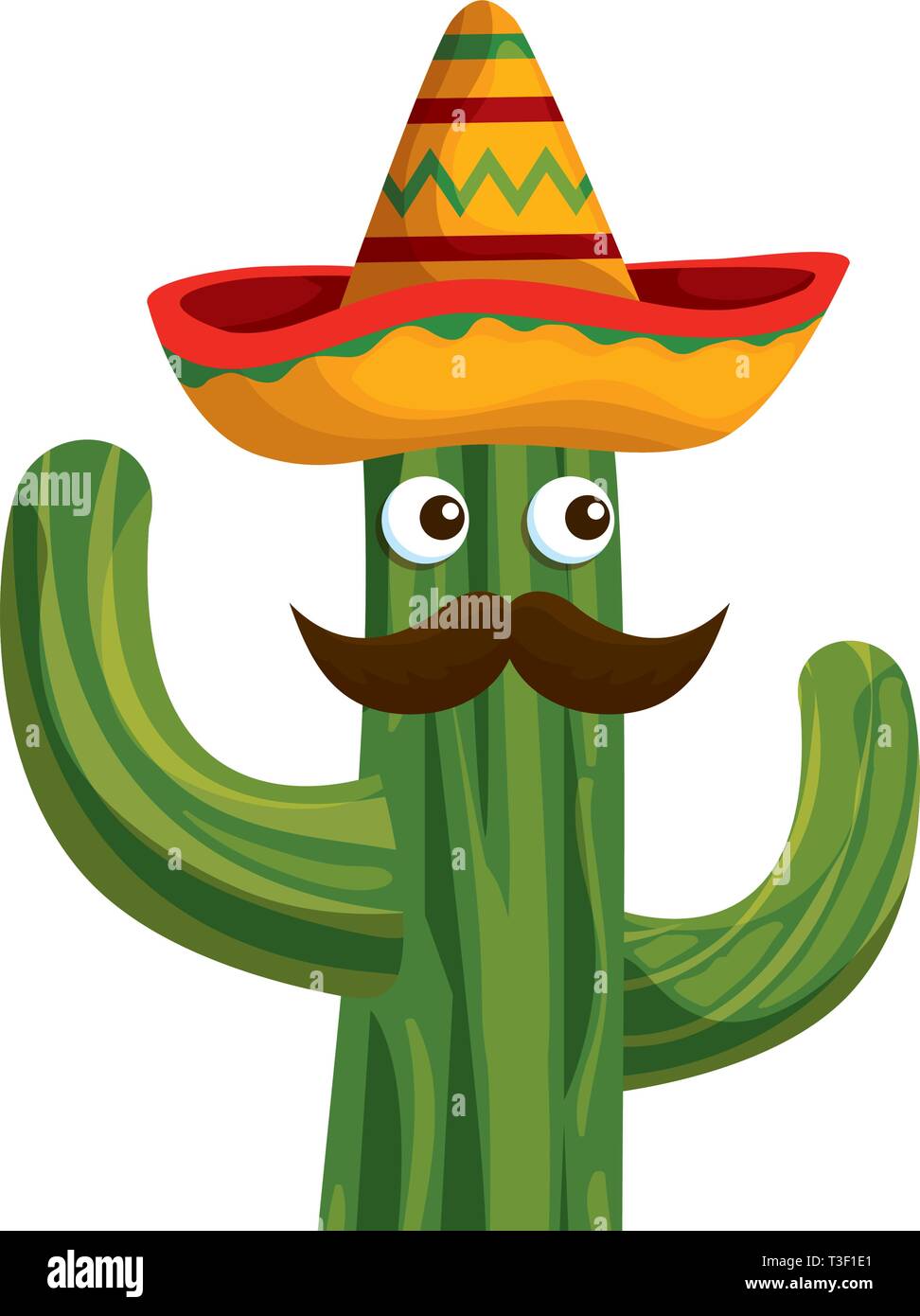 cactus with mexican hat and mustache character Stock Vector Image & Art -  Alamy