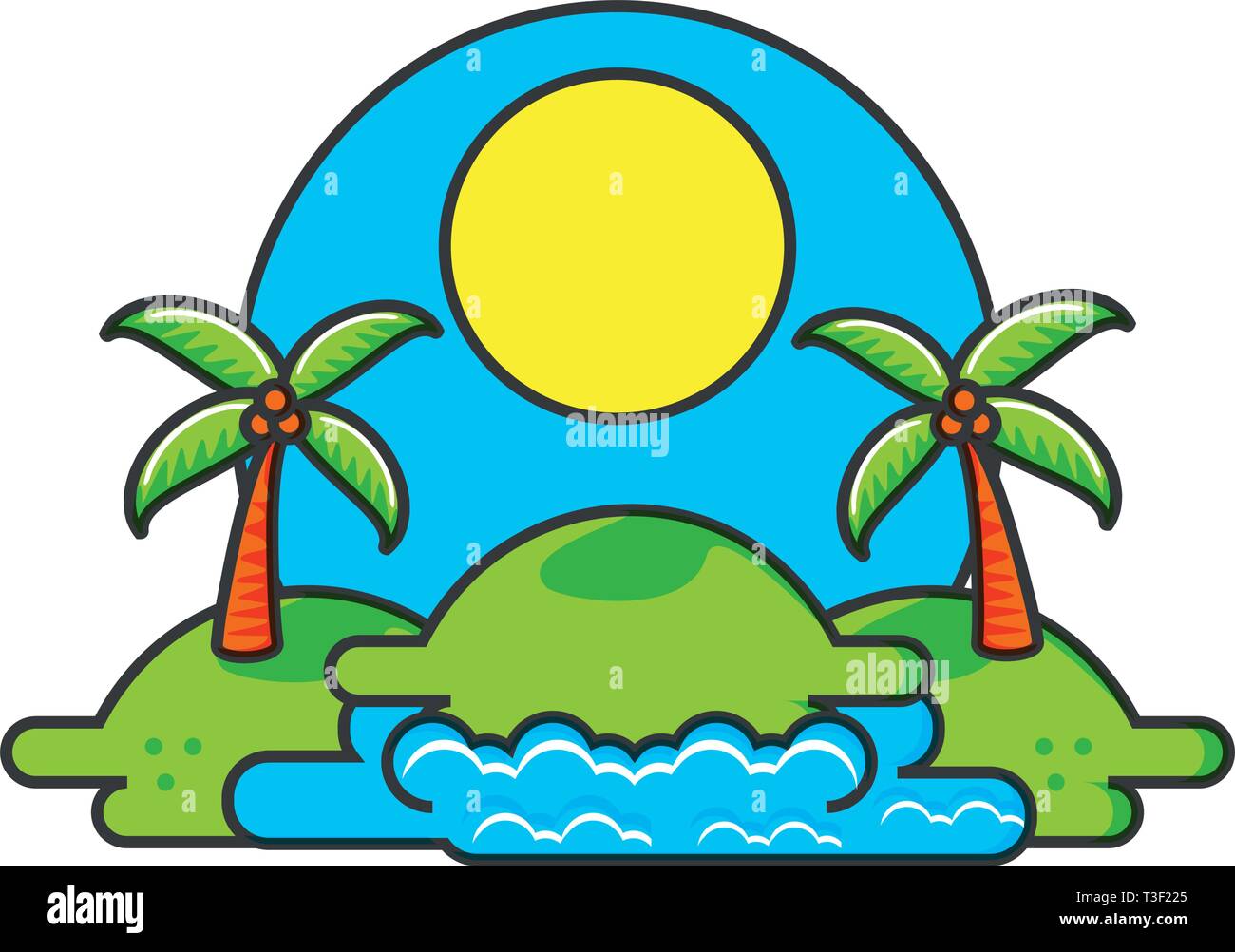 seascape beach with palms vector illustration design Stock Vector Image ...