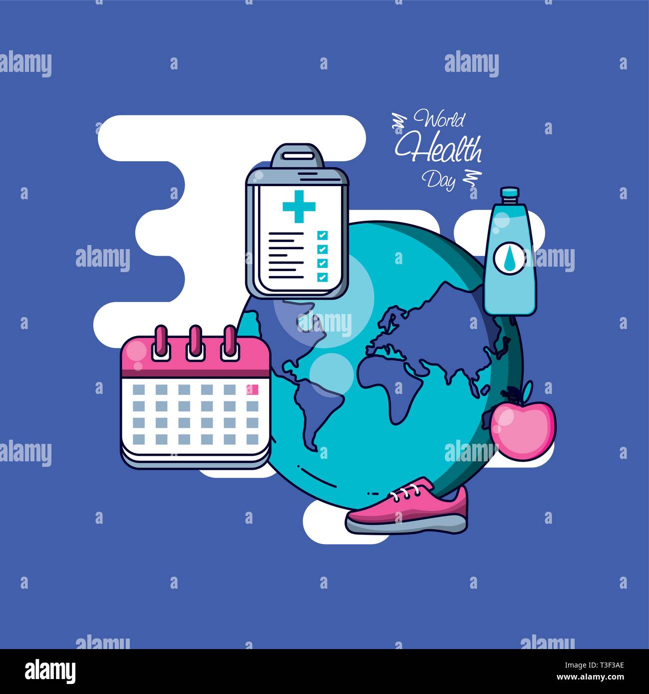 world health day with planet and set icons vector illustration design ...