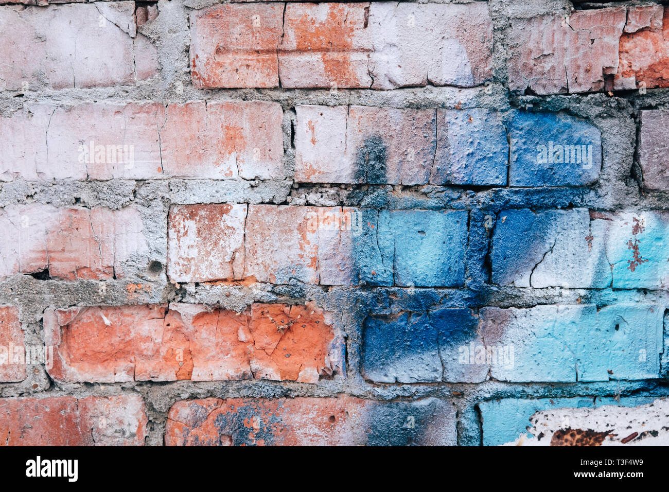 Multicolor old brick wall background. Creat background with copy space Stock Photo