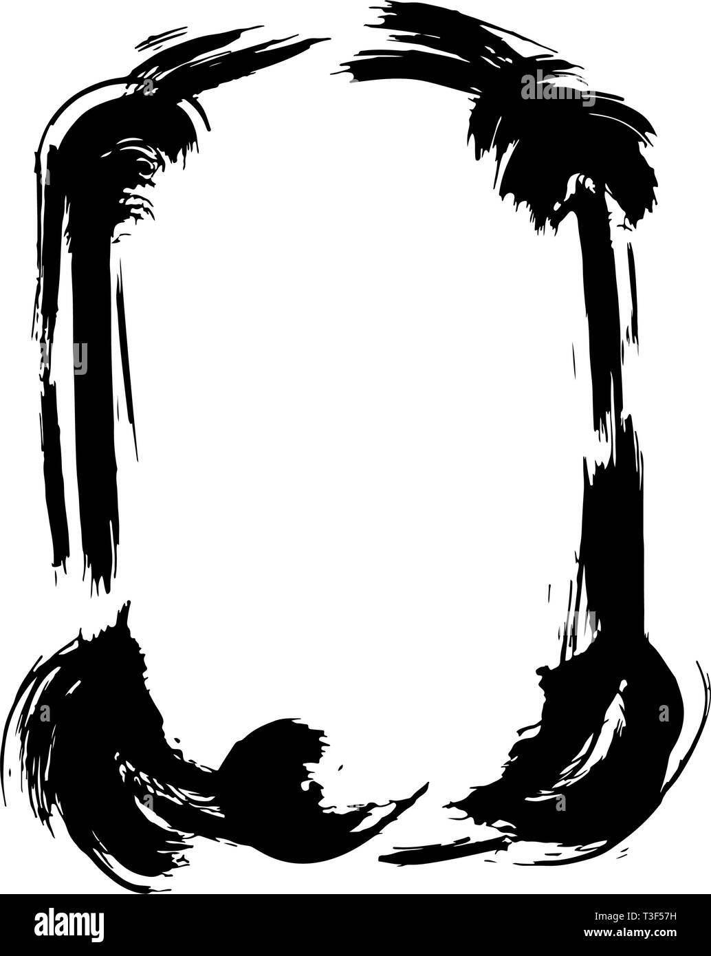 Vector Dry brush frames. Hand drawn artistic frames. Black and white