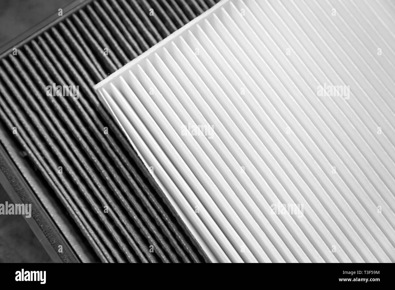 Close up, clean and dirty cabin air filter for car. car air filter texture  and background Stock Photo - Alamy