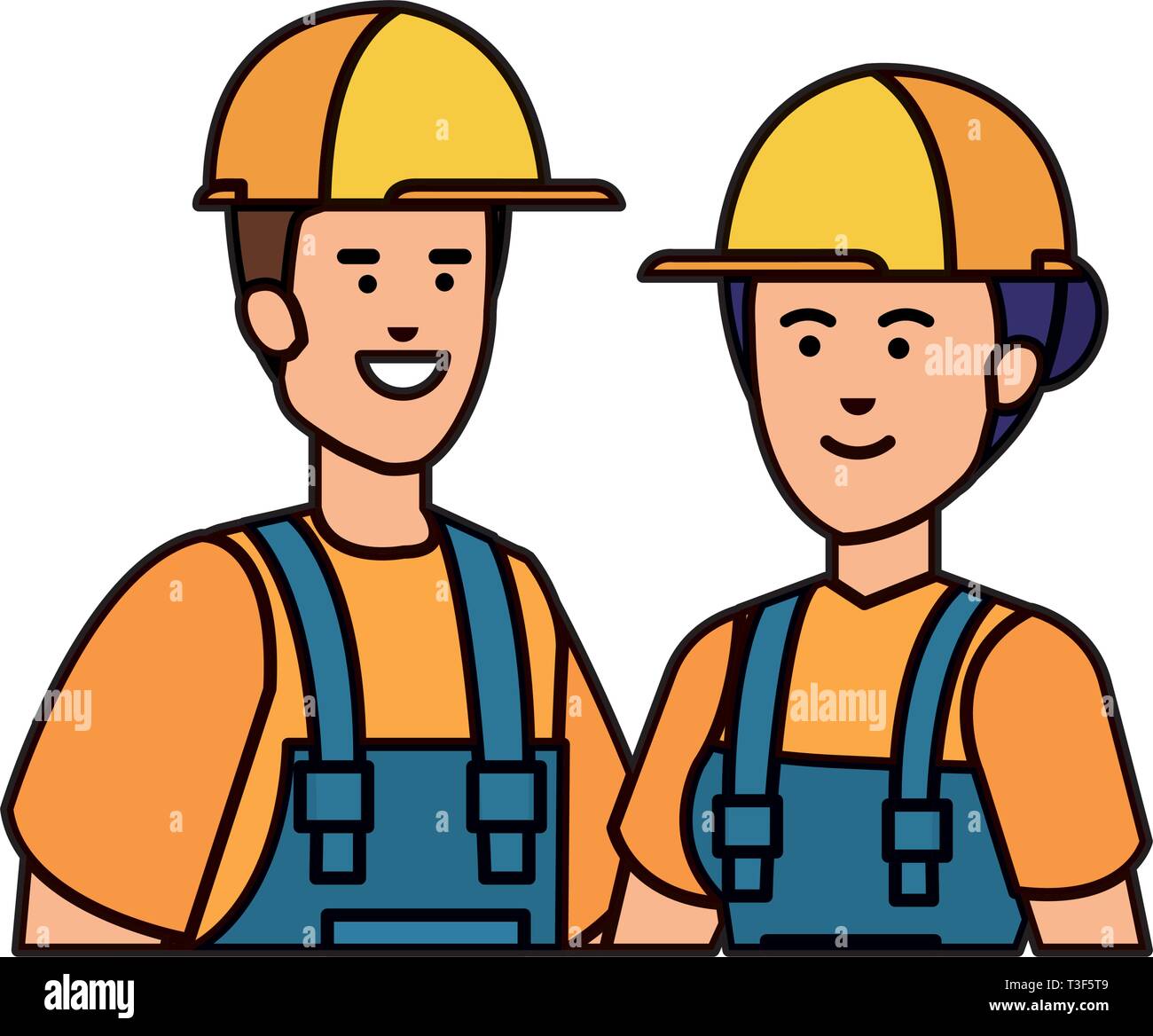 couple builders workers with helmets Stock Vector Image & Art - Alamy