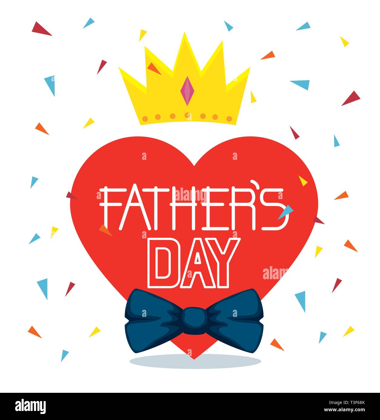 heart card with crown and tie bow to fathers day Stock Vector Image ...
