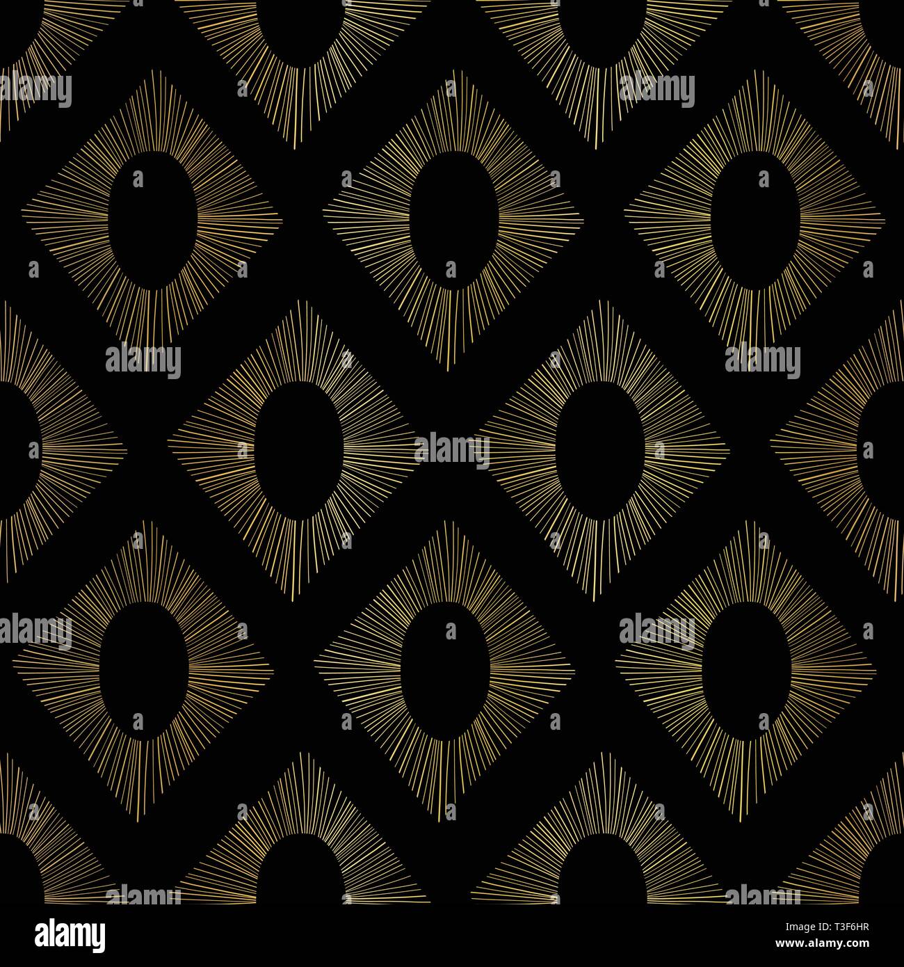 Gold foil Ikat seamless vector pattern. Abstract rhombus shapes ...