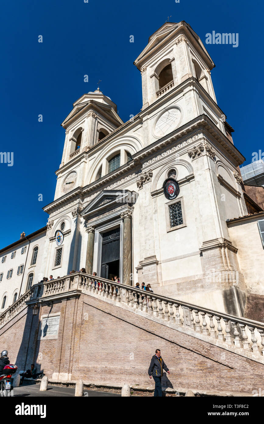 The Church Of The Santissima Trinità Dei Monti, Rome, Italy Stock Photo ...