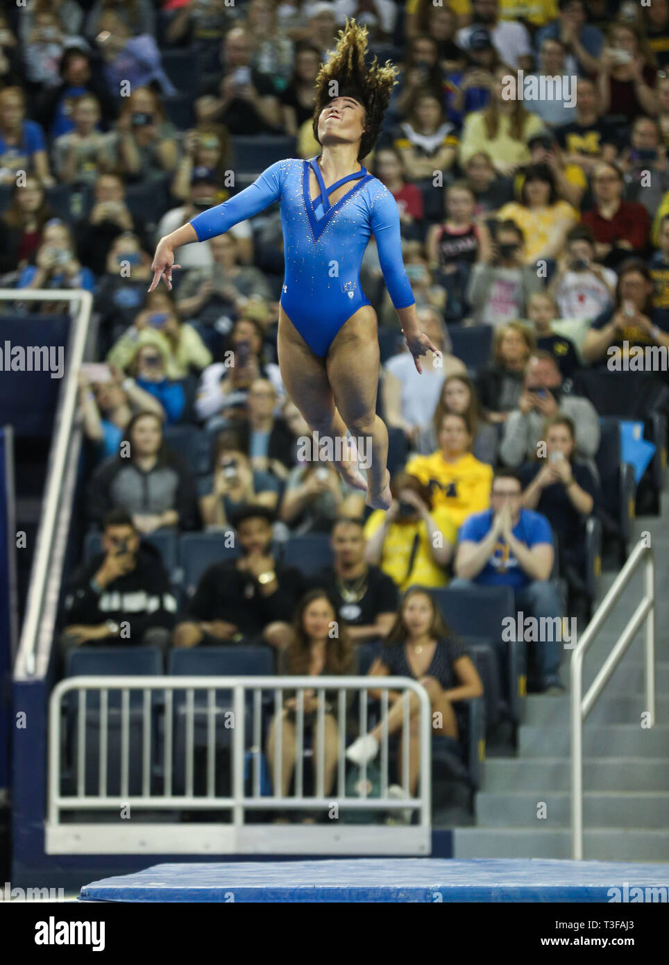 Ann Arbor, MI, USA. 6th Apr, 2019. UCLA's Katelyn Ohashi flips through