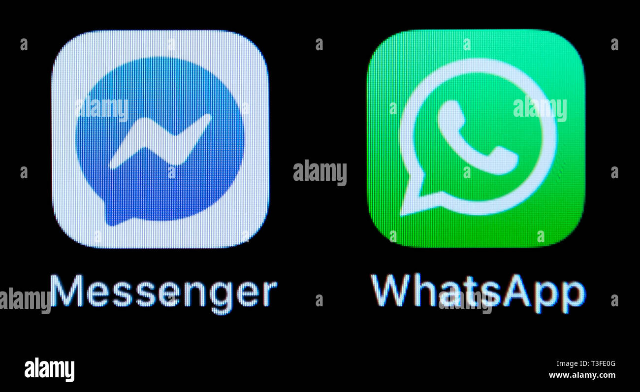 09 April 19 Hessen Russelsheim Illustration The Logos Of The Facebook Messenger And The Messenger App Whatsapp Application Software Can Be Seen On The Screen Of An Iphone Photo Silas Stein Dpa