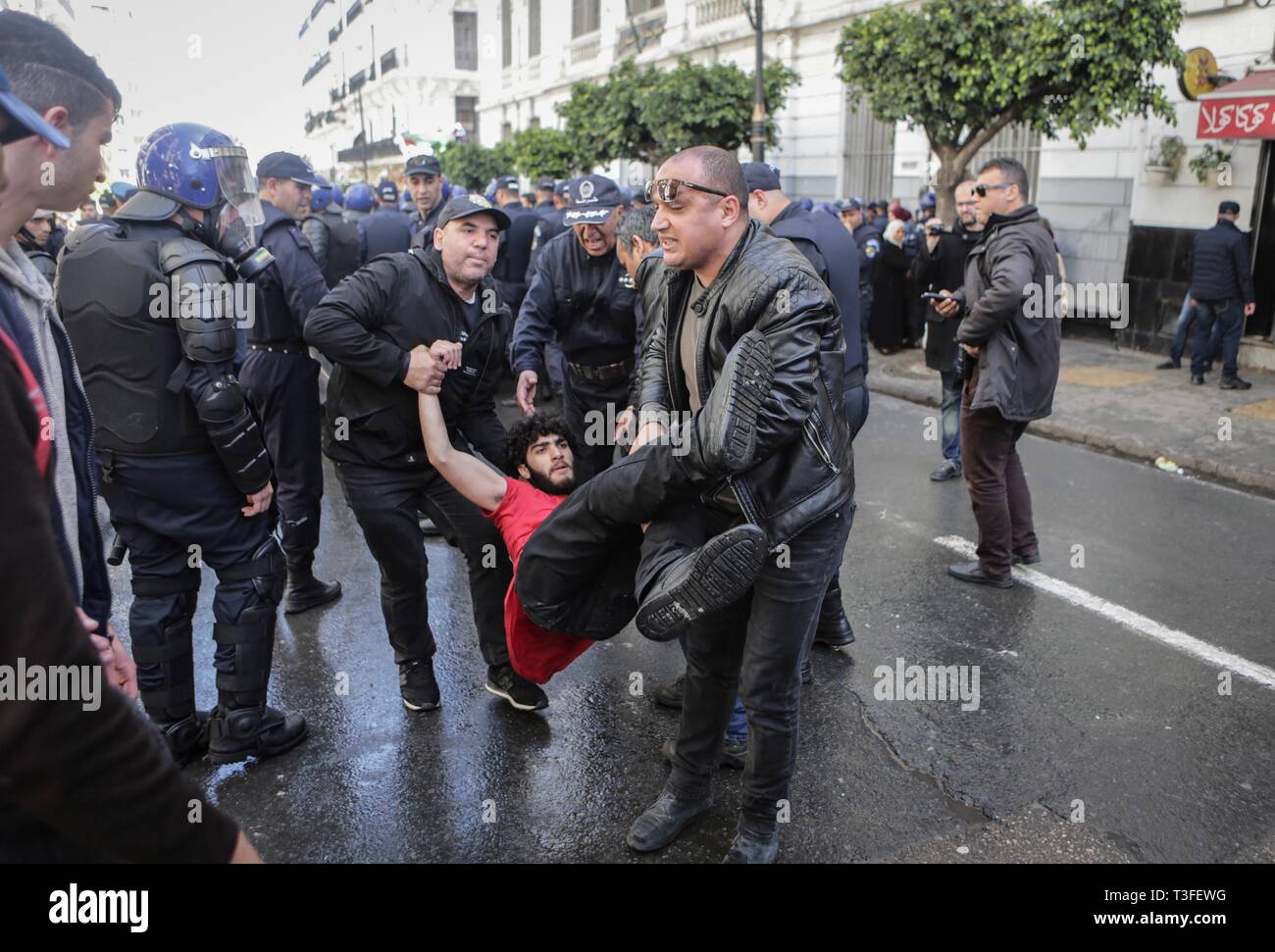 Algiers, Algeria. 09th Apr, 2019. Algerian security forces arrest a ...