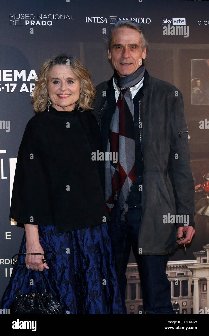 Rome, Italy. 09th Apr, 2019. Jeremy Irons with his wife Sinead Cusack Actor Jeremy Irons poses for photographers during the presentation of the film documentary Bicentennial of the The Museum of Prado in Madrid.  Credit: insidefoto srl/Alamy Live News Stock Photo