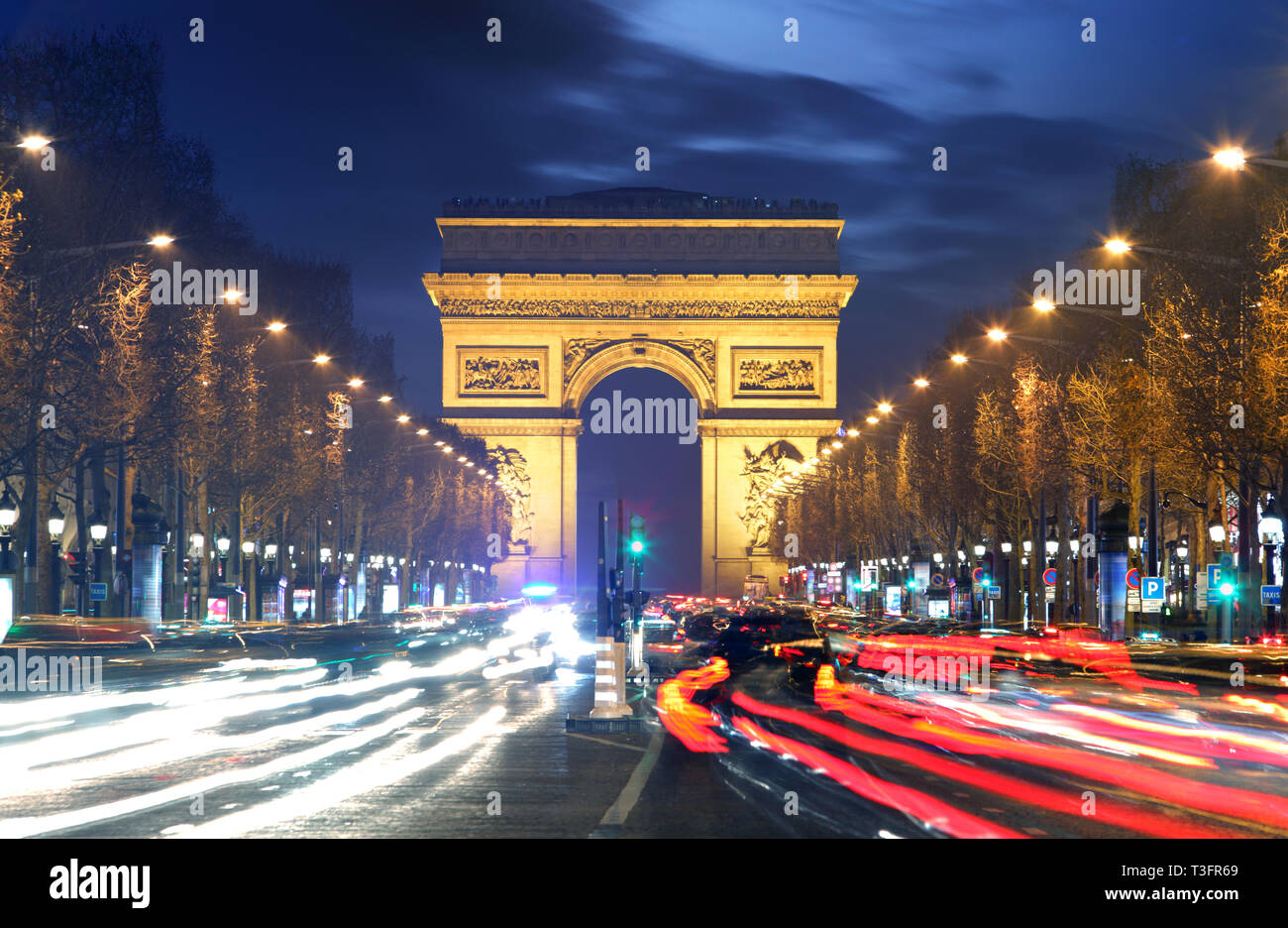 Arc de triomphe Paris city at sunset Stock Photo