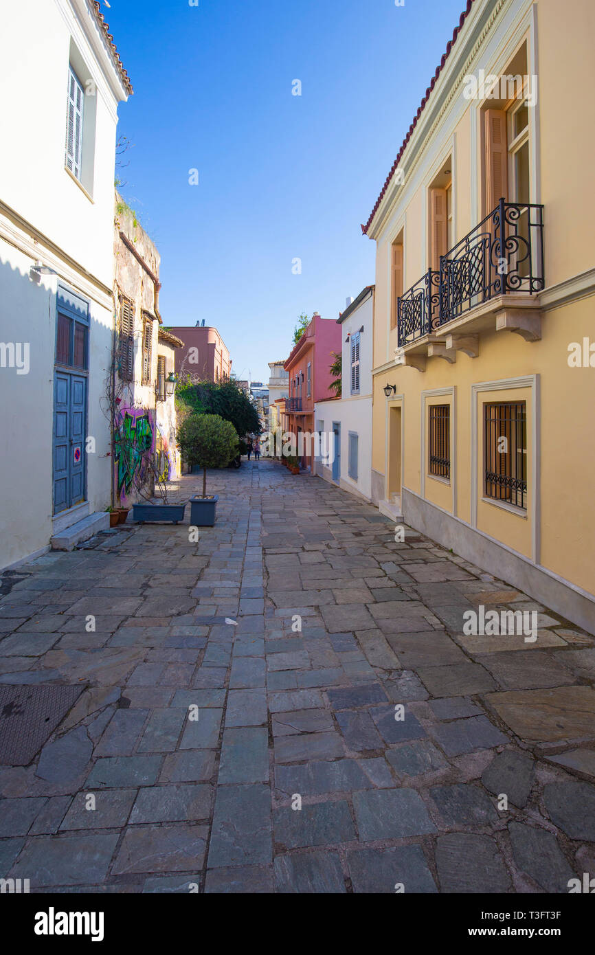 Streets at Plaka Athens Stock Photo